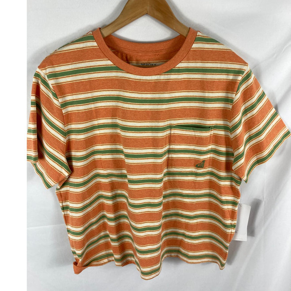 Roxy Women's Short Sleeve Yarn Dye T-Shirt Golden Ochre Good Vibes Medium - Picture 3 of 7